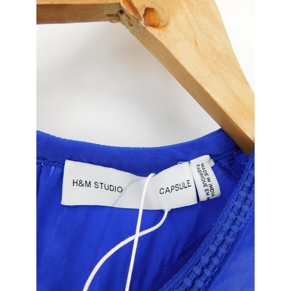 NWT H&M Studio Deep Blue Sleeveless Beaded Detail Maxi Dress Size Large - Picture 5 of 8